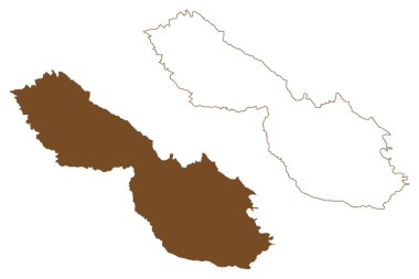 Folegandros adası (Yunanistan Cumhuriyeti, Yunanistan, Yunanistan adası) harita vektör çizimi, çizim çizimi Pholegandros haritası