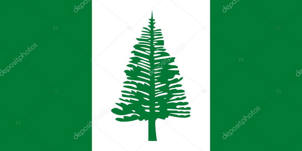 National Flag Territory of Norfolk Island, Norfolk Island pine (Araucaria heterophylla) in a central white stripe between two green stripes