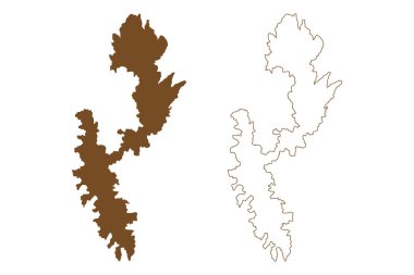 Fournoi Adası (Yunanistan Cumhuriyeti, Yunanistan, Yunan adası, Fournoi Korseon takımadası, Korsiae veya Korsiai) harita vektör çizimi, karalama çizimi Fournoi haritası