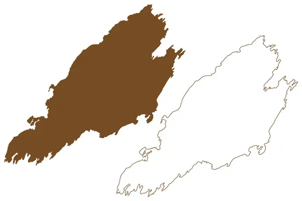 Isla Landegode Reino Noruega Mapa Vector Ilustración Garabato Boceto Mapa — Vector de stock