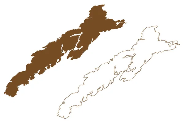 Векторная Иллюстрация Карты Острова Меллом Викна Королевство Норвегия Каракульный Скетч — стоковый вектор