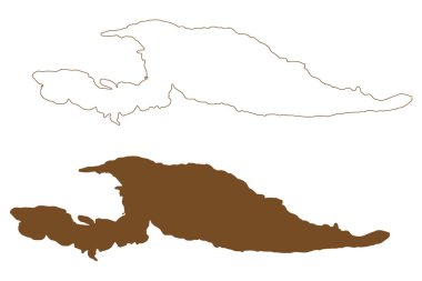 Ciovo adası (Hırvatistan Cumhuriyeti, Adriyatik Denizi) harita vektör çizimi, karalama Ciovo haritası