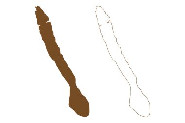 Kalsoy Adası (Danimarka Krallığı, Faroe Adaları) harita vektör illüstrasyonu, çizim adam ada haritası