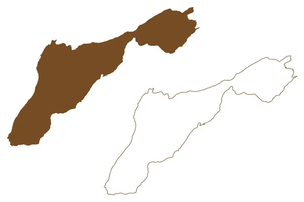 Isola Ytteroya Regno Norvegia Mappa Vettoriale Illustrazione Schizzo Scarabocchiare Mappa — Vettoriale Stock