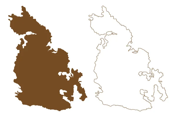 Isla Singo Reino Suecia Mapa Vector Ilustración Boceto Garabato Mapa — Archivo Imágenes Vectoriales