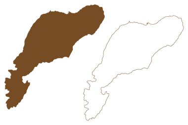 Kalamos adası (İyon Adaları, Yunan Cumhuriyeti, Yunanistan) harita vektör çizimi, çizim Karnos haritası