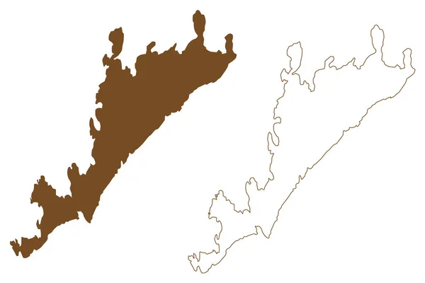 ラノ島 スウェーデン王国 地図ベクトル図 スケッチブック ラノ地図 — ストックベクタ