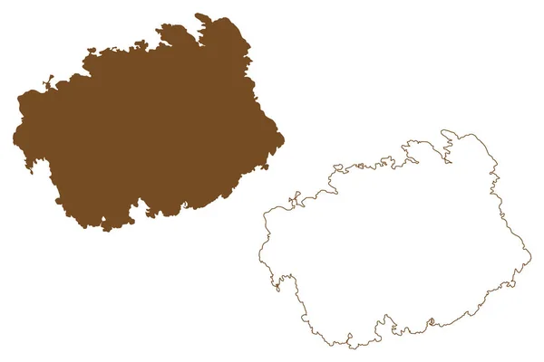 Isola Selbjorn Regno Norvegia Mappa Vettoriale Illustrazione Scarabocchio Schizzo Selbjorn — Vettoriale Stock
