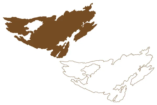Isola Fagelbrolandet Regno Svezia Mappa Vettoriale Illustrazione Schizzo Scarabocchiare Fagelbrolandet — Vettoriale Stock