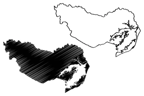 シルヴェス自治体 アマゾン州 ブラジルの自治体 ブラジル連邦共和国 地図ベクトル図 スクリブルスケッチイルハ シルヴェス地図 — ストックベクタ