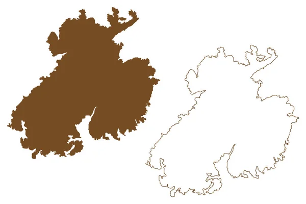Ilha Ostersocknen República Finlândia Ilhas Aland Mapa Ilustração Vetorial Scribble — Vetor de Stock