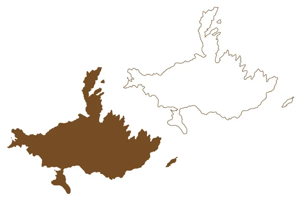 Isola Poros Repubblica Ellenica Grecia Attica Mappa Vettoriale Illustrazione Abbozzo — Vettoriale Stock