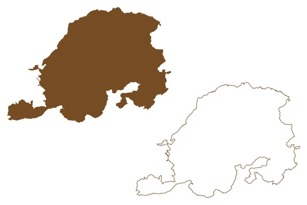 Isoluoto Ostrov Finská Republika Mapa Vektorové Ilustrace Čmáranice Isoluoto Mapa — Stockový vektor