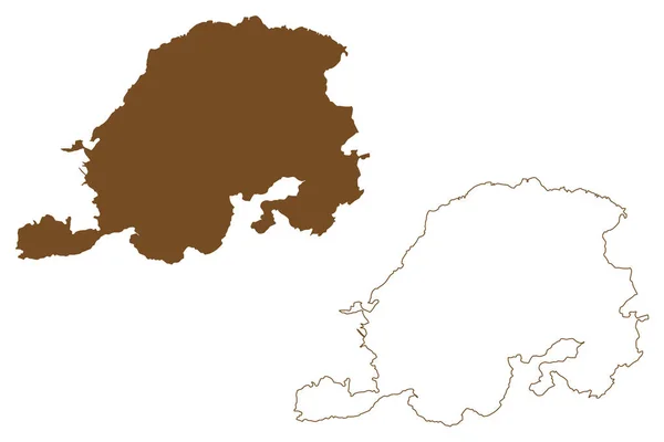 Isoluoto Eiland Republiek Finland Kaart Vector Illustratie Krabbel Schets Isoluoto — Stockvector