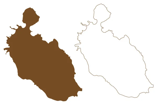 Isola Vulcano Isole Eolie Repubblica Italiana Italia Mappa Vettoriale Illustrazione — Vettoriale Stock