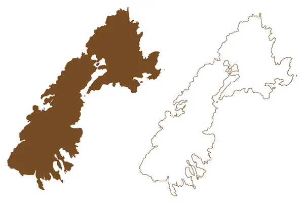 Isola Blido Regno Svezia Arcipelago Stoccolma Mappa Vettoriale Illustrazione Scarabocchio — Vettoriale Stock