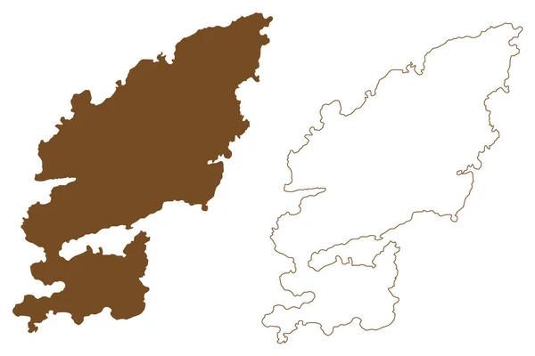 Attu Wyspa Republika Finlandii Mapa Wektor Ilustracja Skecz Bazgroły Mapa — Wektor stockowy