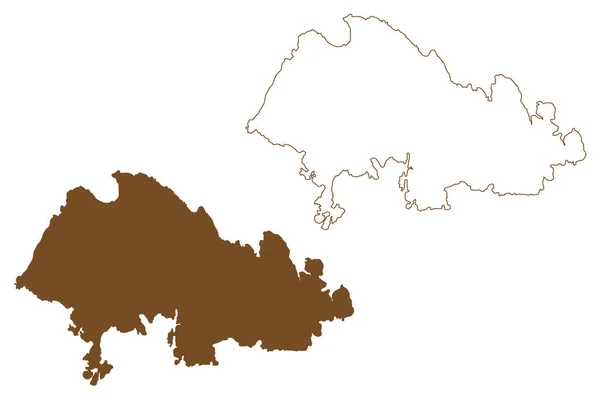 ウルヴァ島 イギリス 北アイルランド スコットランド 地図ベクトル図 スクリブルスケッチウルヴァ島地図 — ストックベクタ