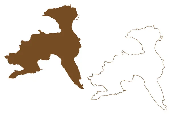 Ilha Vigra Reino Noruega Mapa Ilustração Vetorial Esboço Rabiscos Vigra —  Vetores de Stock