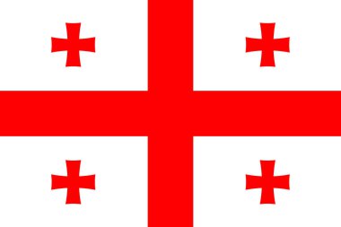 Gürcistan Ulusal Bayrak Cumhuriyeti, merkezi kırmızı haçlı beyaz alan, her çeyrekte bir kırmızı Bolnur-Katskhuri haçı merkezi