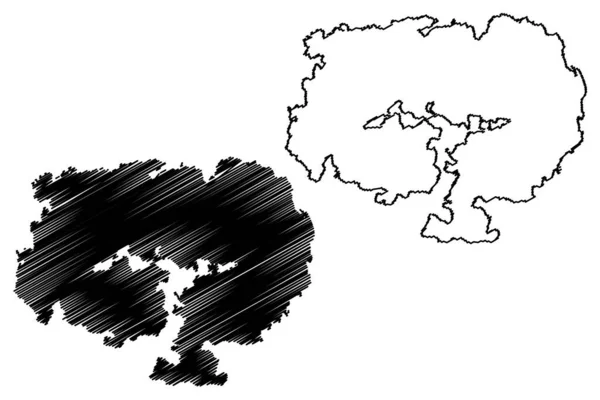 Ilustração Vetor Mapa Ilha Alon República Finlândia Mapa Esboço Scribble — Vetor de Stock