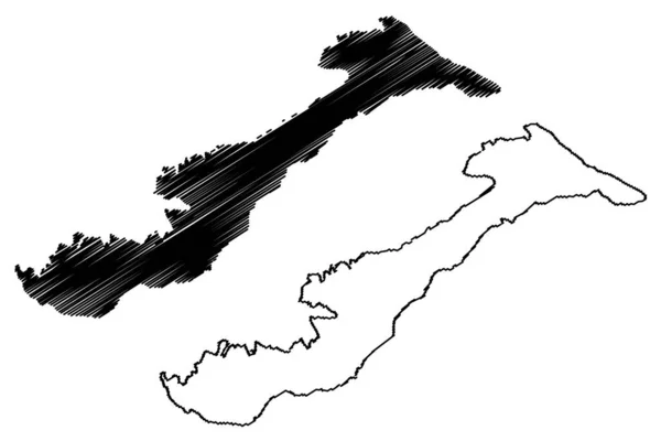 Insel Amorgos Hellenische Republik Griechenland Kykladen Archipel Kartenvektorillustration Kritzelskizze Amorgos — Stockvektor