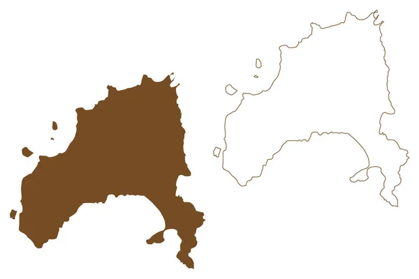 Isla Elafonisos Peloponeso República Helénica Grecia Isla Griega Mapa Vector — Vector de stock