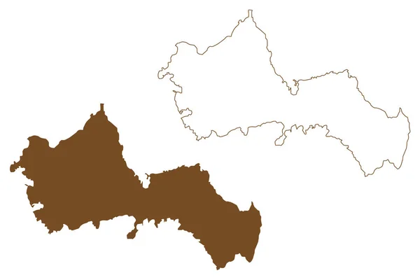 Isola Favignana Isole Egadi Repubblica Italiana Italia Mappa Vettoriale Illustrazione — Vettoriale Stock