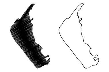 Amrum Adası (Almanya Federal Cumhuriyeti, Kuzey Frizya Adaları) harita vektör çizimi, çizim Amrum haritası