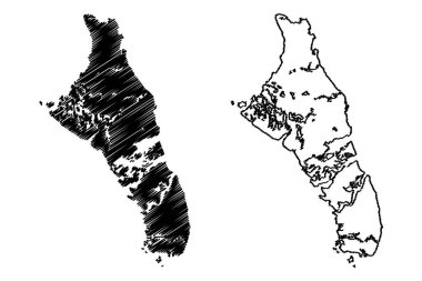 Andros Adası takımadaları (Bahamalar Cumhuriyeti, Cenrtal Amerika) harita vektör çizimi, çizim çizimi Kuzey, Mangrove Cay ve Güney Andros haritası