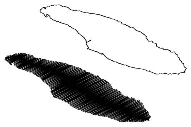 Anticosti Adası (Kanada, Kuzey Amerika, Quebec) harita vektör çizimi, çizim Anticosti haritası