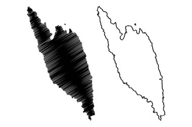 Antikythera adası (Attica, Yunanistan) harita vektör çizimi, çizim Anticythera, Aigilia haritası