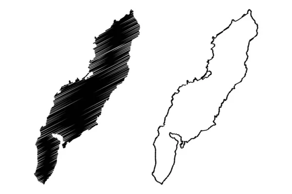 Ilha Andoya Reino Noruega Arquipélago Vesteralen Mapa Ilustração Vetorial Esboço — Vetor de Stock