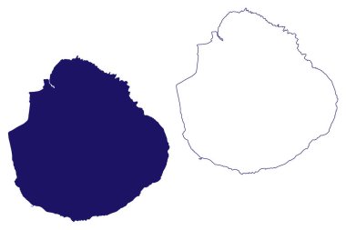 Marie-Galante Adası (Guadeloupe Denizaşırı Departmanı ve Fransa Bölgesi, Cenrtal Amerika, Karayip Adaları) harita vektör çizimi, Marie Galante haritası çizimi