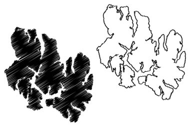 Aracena Adası (Şili Cumhuriyeti, Güney ve Latin Amerika Cumhuriyeti, Tierra del Fuego takımadaları) harita vektör çizimi, çizim çizimi Isla Aracena haritası