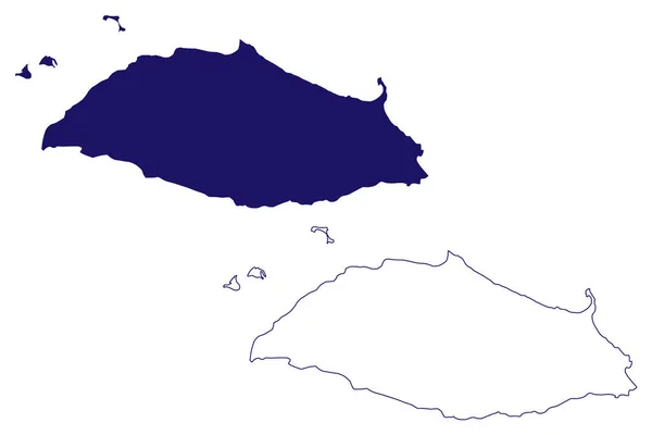 Insel Tortuga Bolivarische Republik Venezuela Zentralamerika Karibische Inseln Kartenvektorillustration Kritzelskizze — Stockvektor