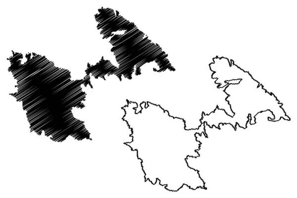 Insel Astypalaia Hellenische Republik Griechenland Ägäis Kartenvektorillustration Kritzelskizze Astypalaia Karte — Stockvektor