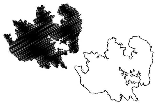 Ilha Batam República Indonésia Sudeste Asiático Mapa Ilustração Vetorial Esboço — Vetor de Stock