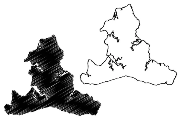 バサースト島 オーストラリア連邦 オーストラリア北部準州 ティウィ諸島 地図ベクトル図 スクリブルスケッチ Nguyu Map — ストックベクタ