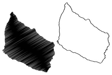 Bornholm Adası (Danimarka, Baltık Denizi) harita vektör çizimi, çizim Borrinjholm veya Bornholmsk haritası