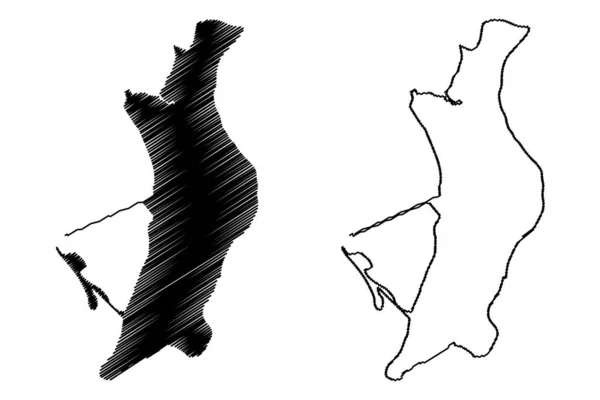 ブッシュロッド島 リベリア共和国 地図ベクトル図 スケッチブッシュロッド地図 — ストックベクタ