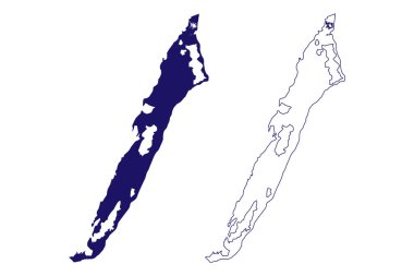 Ambergris Caye Adası (Belize, Cenrtal America, Karayip Adaları) harita vektör çizimi, çizim Ambergris Caye haritası