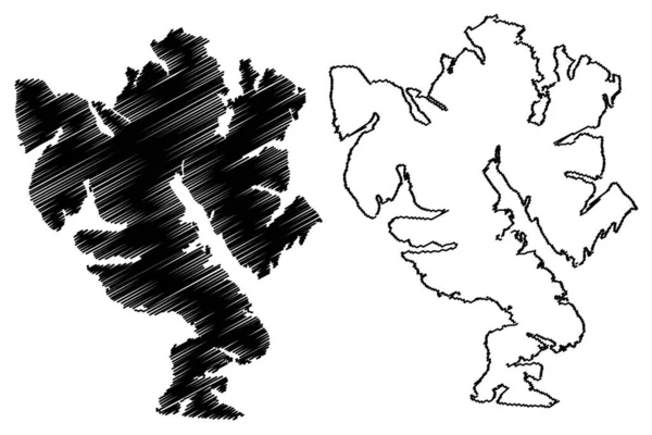 クラレンス島 チリ共和国 ティエラ フエゴ諸島 地図ベクトル図 スケッチブック Isla Clarence Map — ストックベクタ
