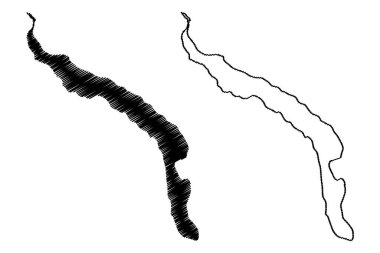 Dolgy Adası (Rusya, Rusya Federasyonu, Pechora Denizi) harita vektör çizimi, çizim Long Island haritası