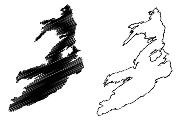 Donna Île Royaume Norvège Illustration Vectorielle Carte Croquis Croquis Croquis — Image vectorielle