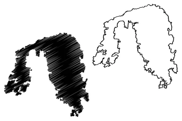 Ilustração Vetorial Mapa Ilha Eigeroya Reino Noruega Esboço Rabisco Mapa —  Vetores de Stock