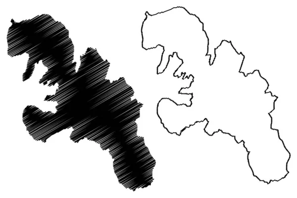 エルフ リングネス島 カナダ カナダ北極諸島 地図ベクトル図 スケッチブル スケッチエルフ リングネス地図 — ストックベクタ