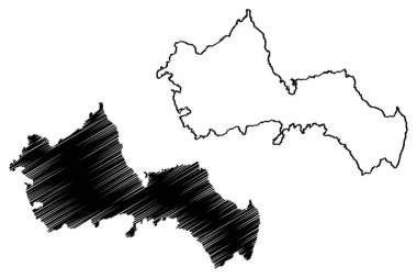 Favignana adası (Aegadian Adaları, İtalya Cumhuriyeti, İtalya) harita vektör çizimi, çizim Isola del Favignana haritası