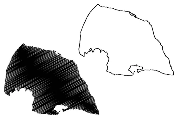 Fehmarn岛 德意志联邦共和国波罗的海 地图矢量图解 速写草图 — 图库矢量图片