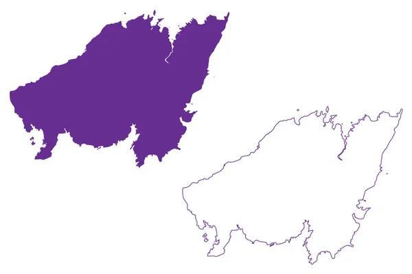 日本群岛 阿马库萨群岛 地图矢量图解 速写草图神岛地图 — 图库矢量图片